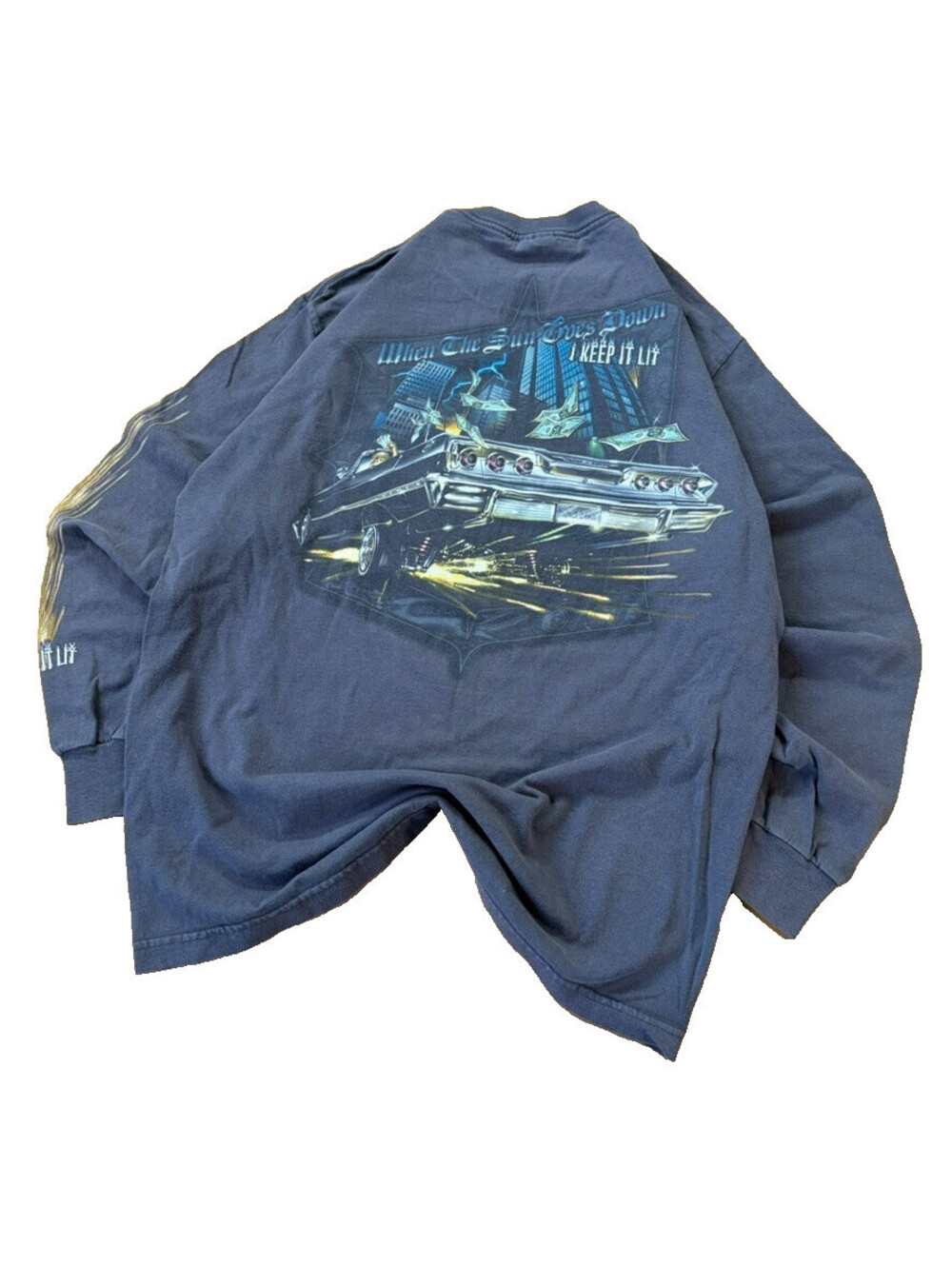 Vintage Y2K Rollin Hard Lowrider Long Sleeve Tee Chevy Large